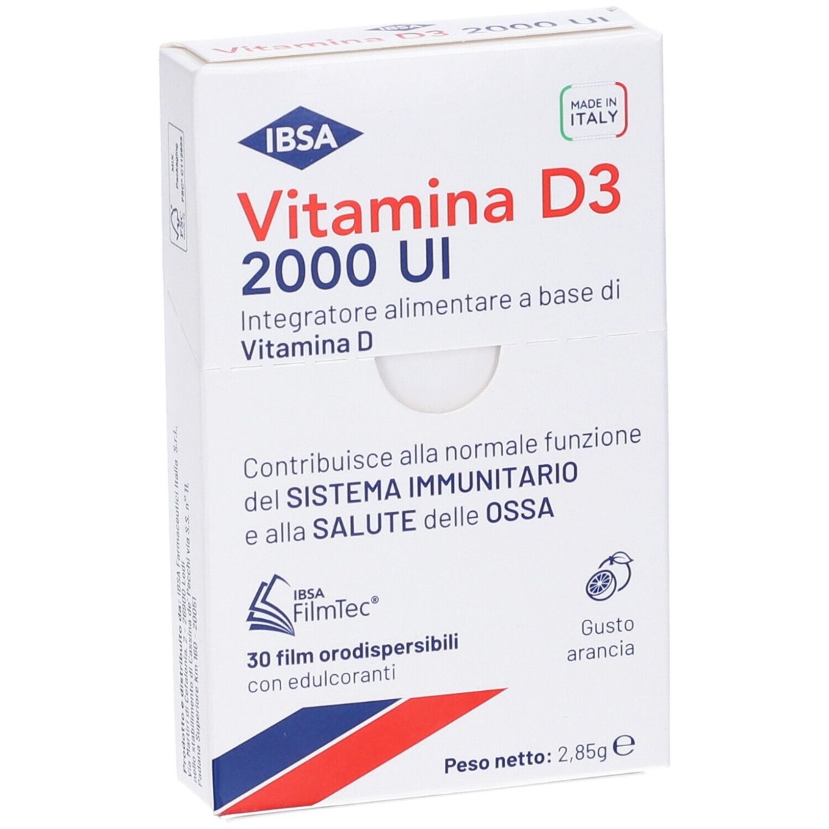 Ibsa Vitamina D3 2000 UI Integratore di Vitamina D3 30 Film Orodispersibili