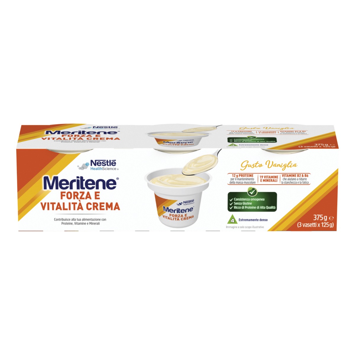 Meritene Forza e Vitalità Crema Vaniglia 3x125 g