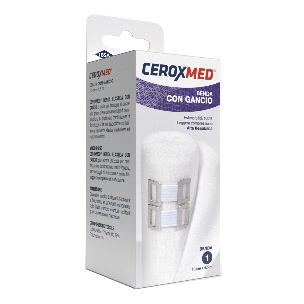 Ceroxmed Benda Elastica con Fermabenda 10 cm x 4,5 m