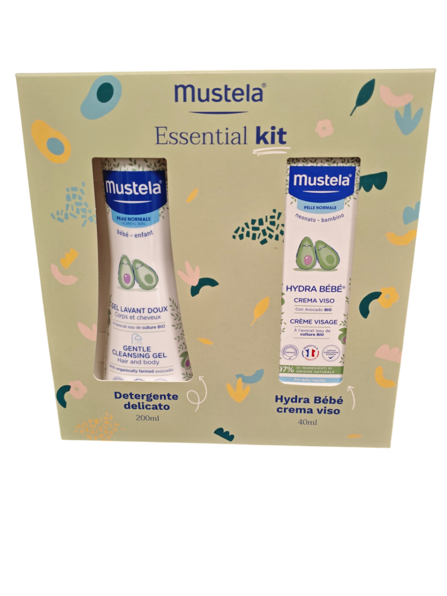 Mustela Cofanetto Panier 1 Detergente Delicato 200 ml + 1 Hydra Bebe Crema Viso 40 ml + 1 Cestino Porta Oggetti 100% Cotone