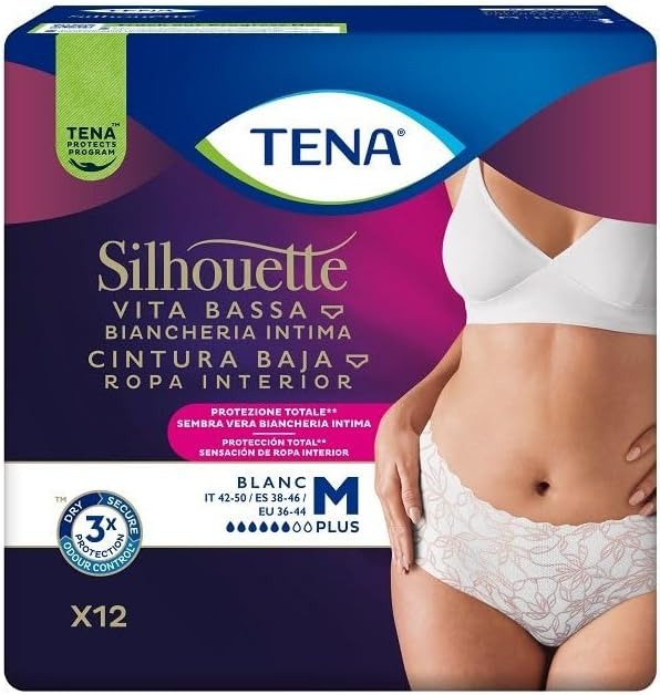 Tena Silhouette Plus White Medium per Perdite Urinarie 12 Pezzi