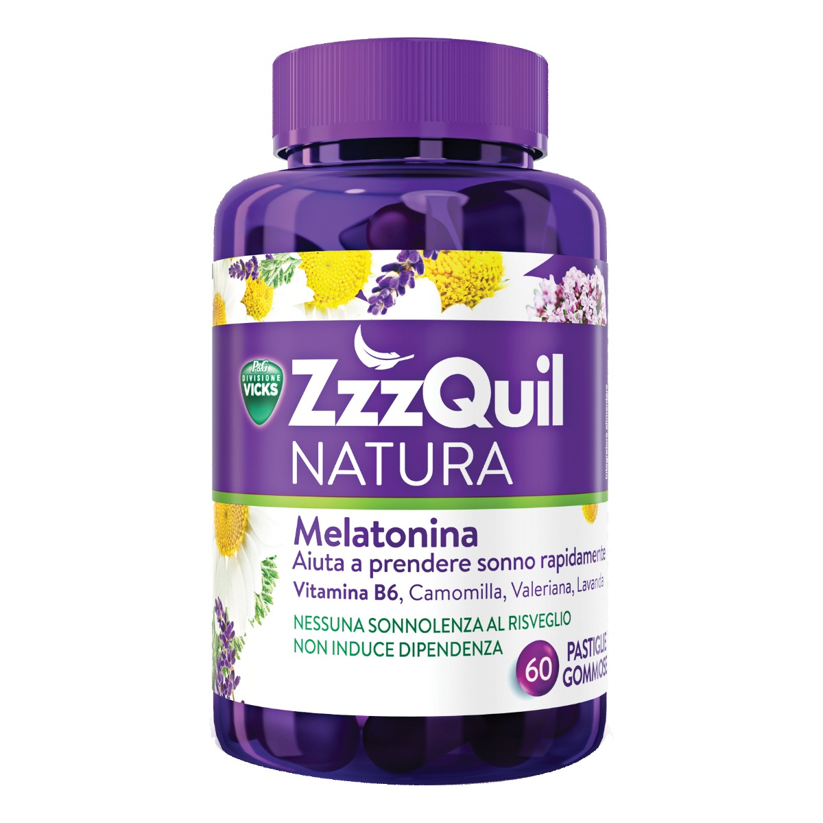 Vicks ZzzQuil Natura Integratore Per Dormire 60 Pastiglie Gommose