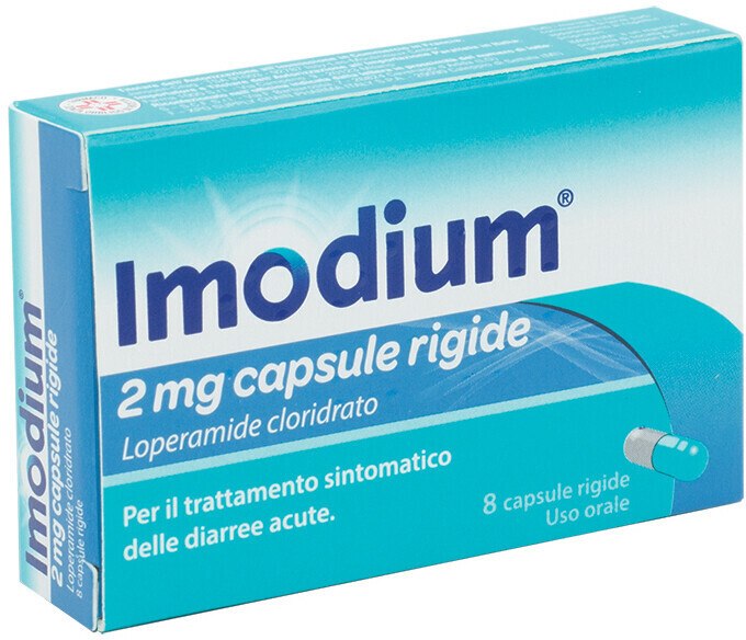 Imodium 2 mg Loperamide Cloridrato Trattamento Diarrea 8 Capsule Rigide