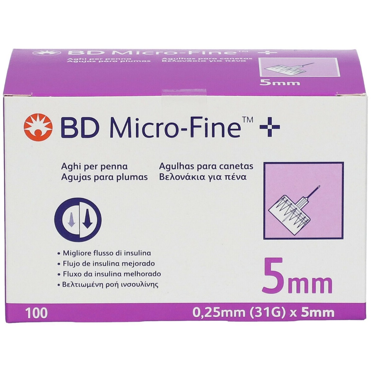bd micro-fine aghi 31gx5mm per penna insulina 100 pezzi donna