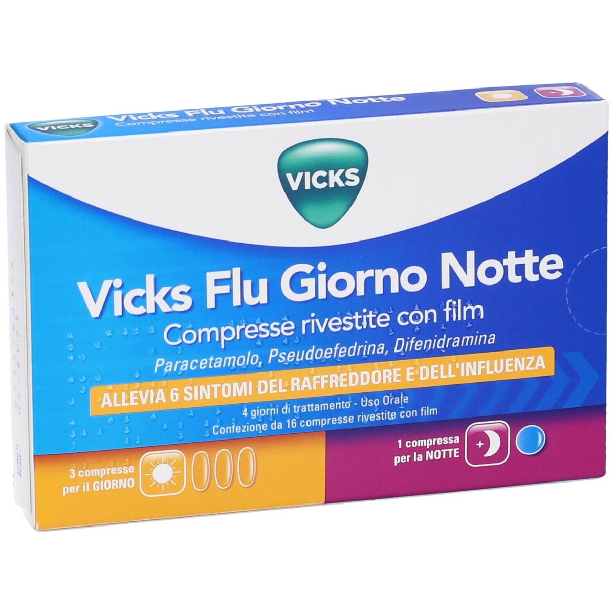 Vicks Flu Giorno e Notte 12 Compresse Giorno 4 Compresse Notte