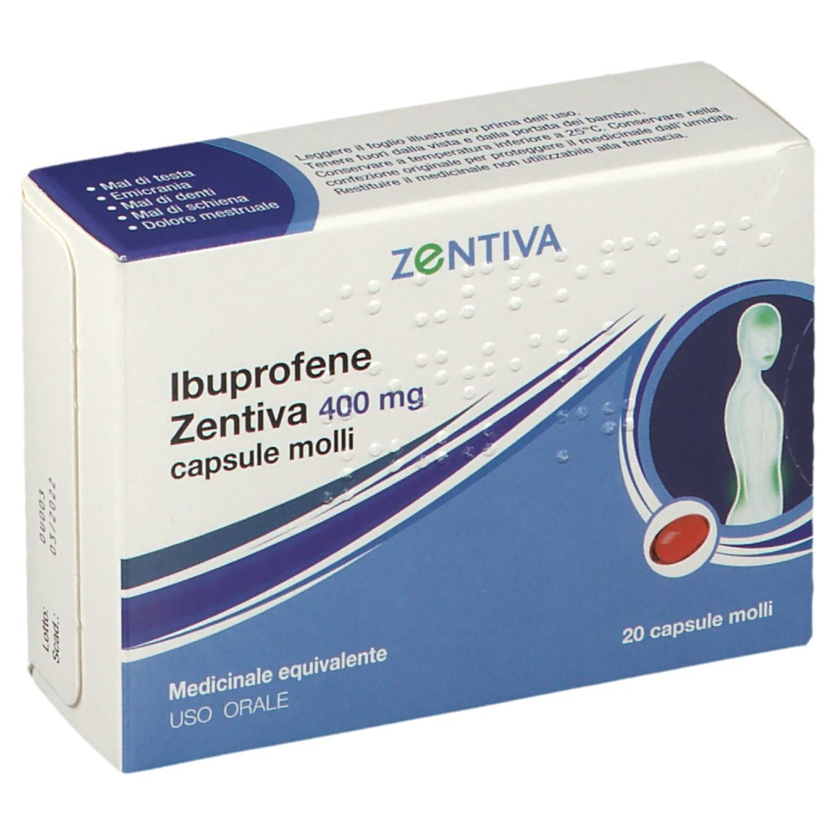 Ibuprofene Zentiva 400 mg Antinfiammatorio 20 Capsule Molli