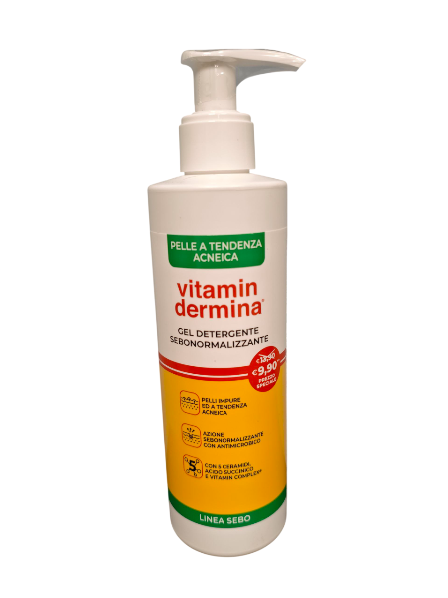 Vitamindermina Sebo Gel Detergente Sebonormalizzante Pelle a Tendenza Acneica 240 ml