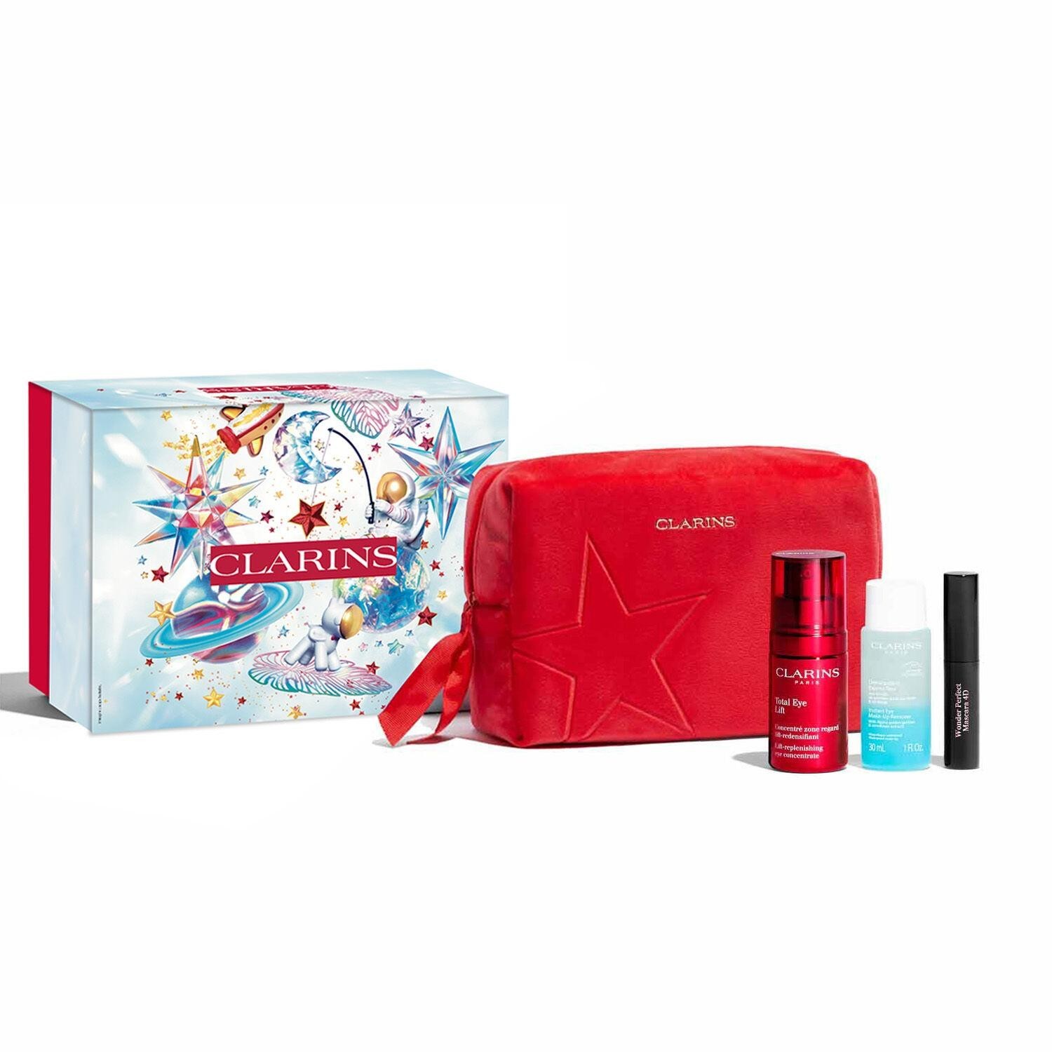 Vp total eye lift hly 24 1 total eye lift 15 ml + 1 instant eye makeup remover 30 ml + 1 waterproof 4d mascara 01 mini + 1 box glamour hq + 1 large pouch hq