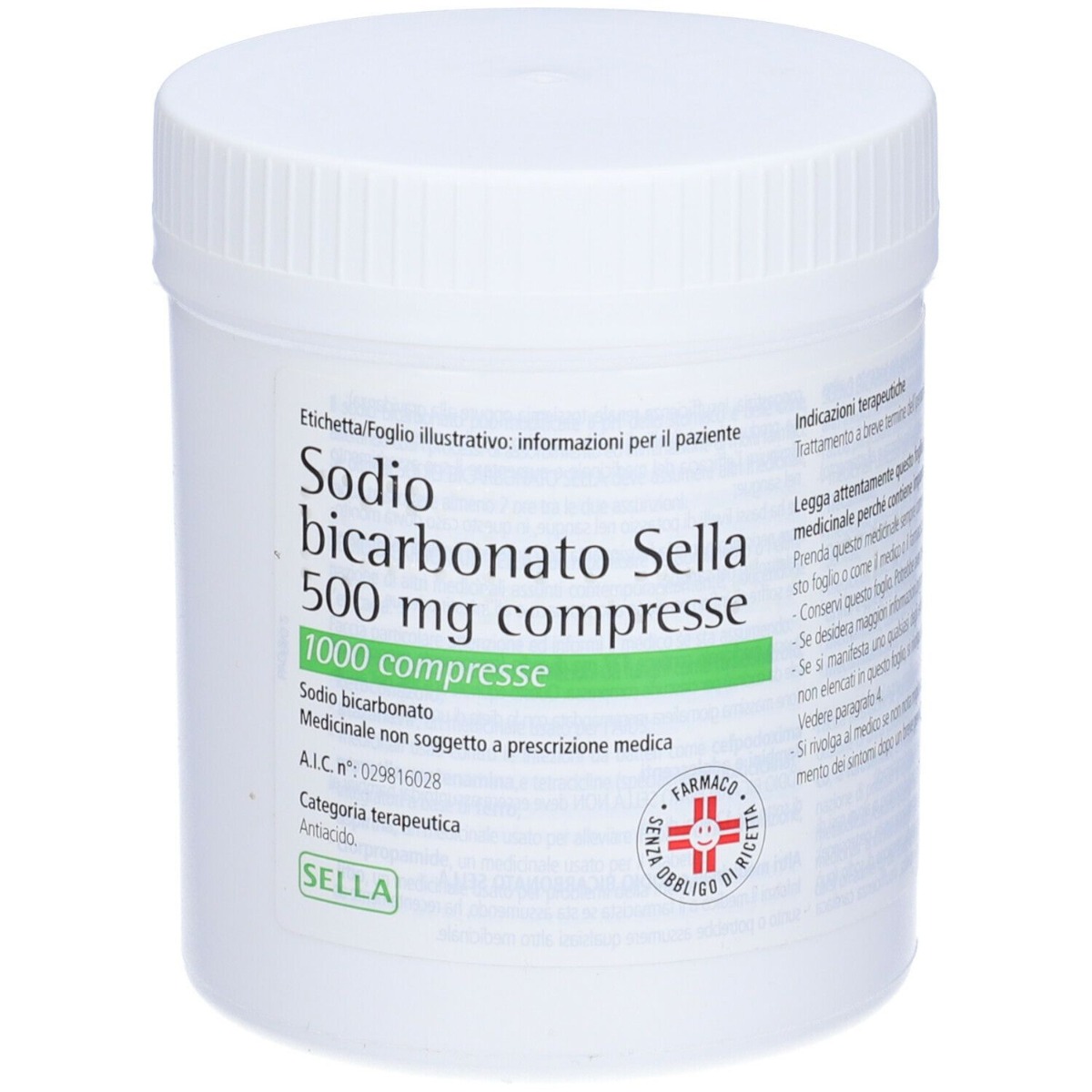 Sodio Bicarbonato Sella 500 mg 1000 Compresse