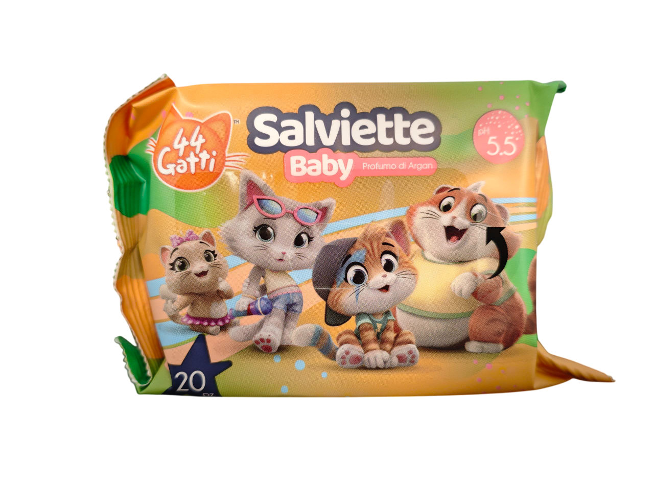 Salviette 44 Gatti Olio Argan 20 Pezzi