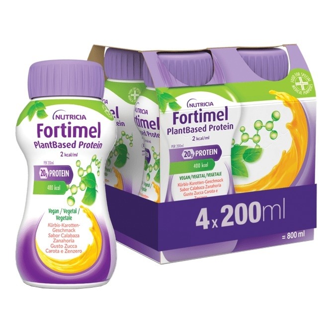 Fortimel Nutricia Plantbased Protein Zucca Carota Zenzero 4X200 Ml