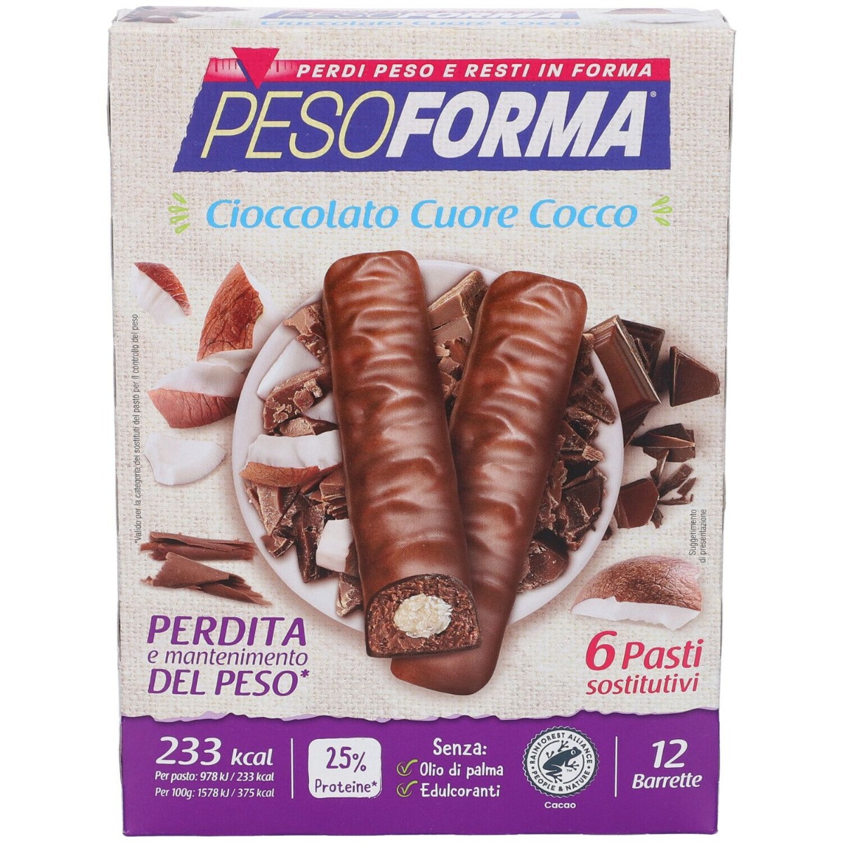 Pesoforma Pasto Sostitutivo Barrette Al Cioccolato Cuore Gusto Cocc...