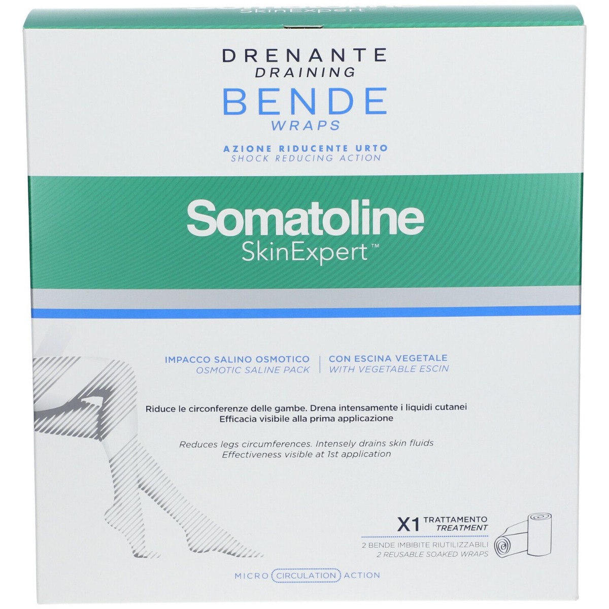 Somatoline Skin Expert Bende Snellenti Drenanti Azione Riducente Urto 1 Applicazione