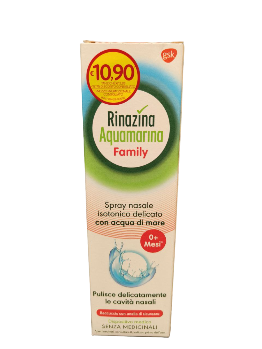 Rinazina Acquamarina Rinazina Aquamarina Family Spray Nasale Isotonico Con Acqua Di Mare 0+ Mesi 100 Ml