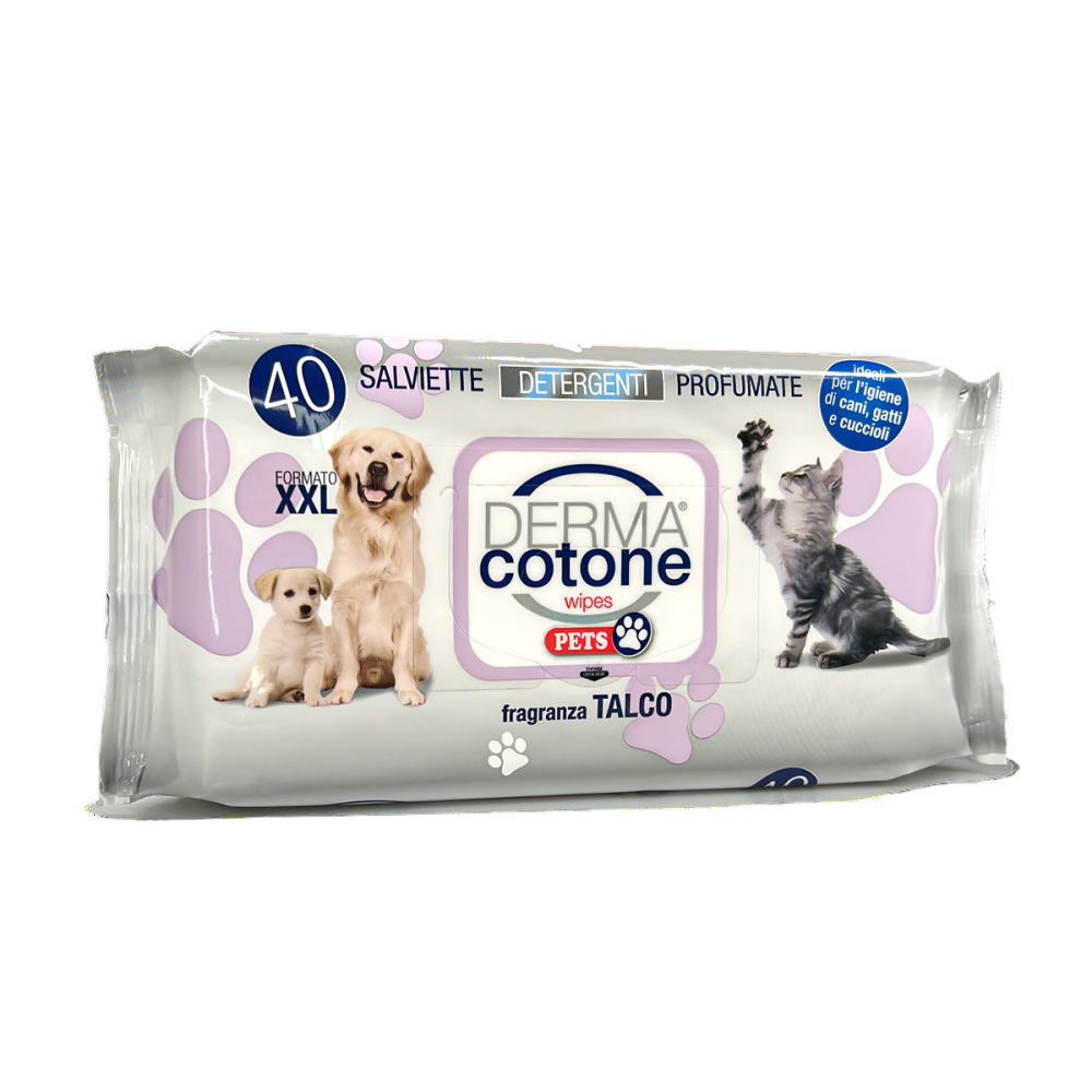 Salviettine Pets 40 Pezzi Con Pop-Up Talco