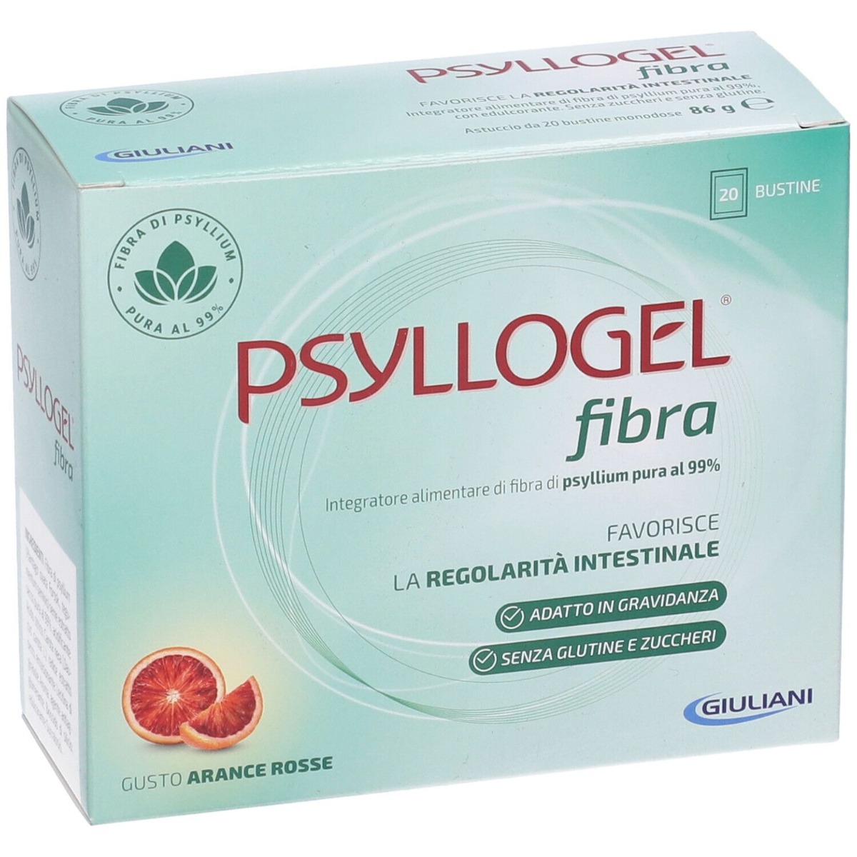 Psyllogel Fibra Integratore Intestinale Gusto Arancia Rossa 20 Bustine