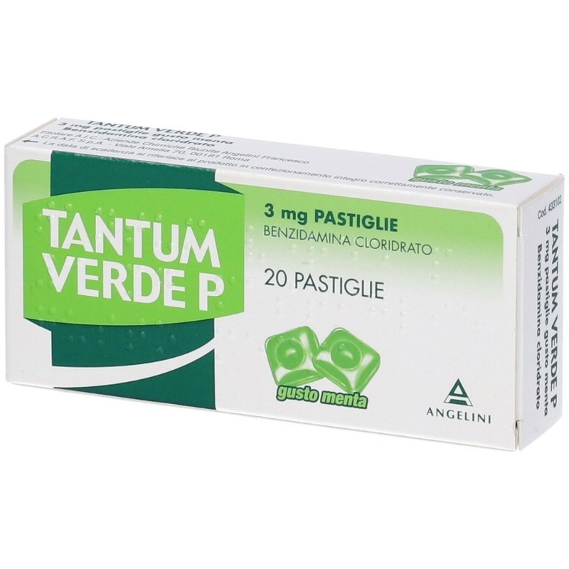 Tantum Verde P Mal di Gola 20 Pastiglie Gusto Menta