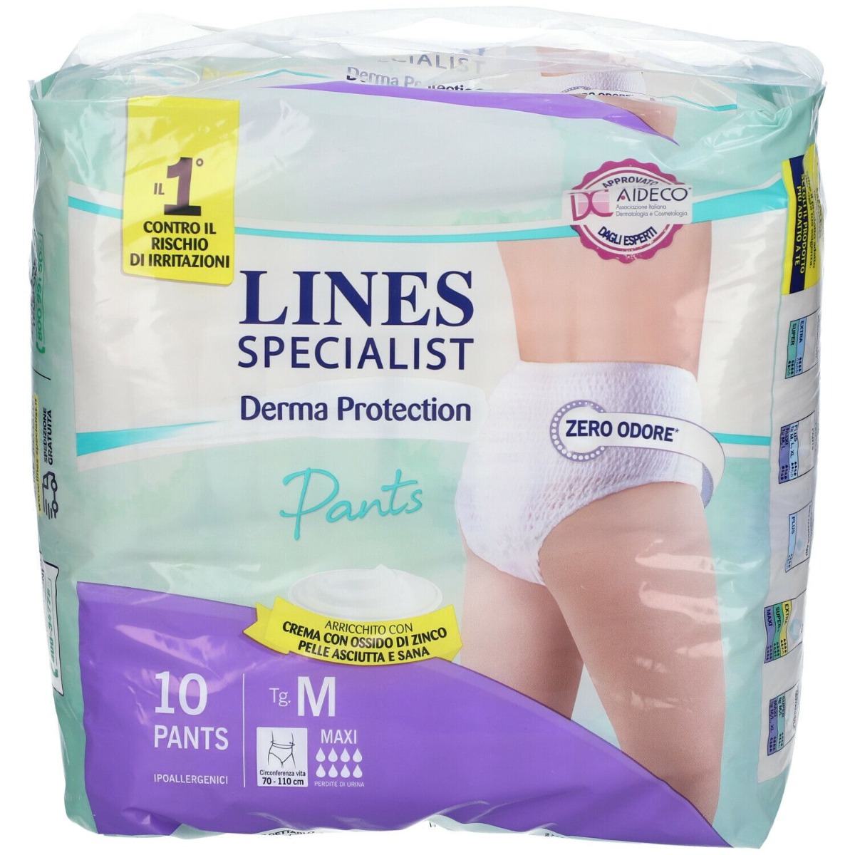 Pannolone per incontinenza lines specialist derma pants maxi m 10 pezzi