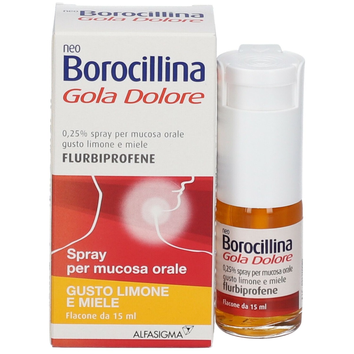 Neoborocillina Gola Dolore Flurbiprofene Spray Limone E Miele 15 ml