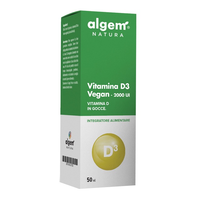 Algem Natura Vitamina D3 Vegan Gocce 2000 UI Integratore 50 ml