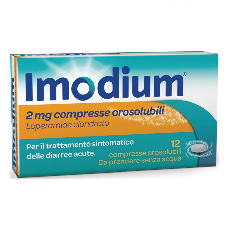 Imodium 2 Mg Loperamide Cloridrato Antidiarroico 12 Compresse Orosolubili