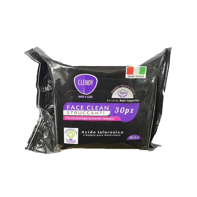 Clendy salviette imbevute face clean 30 pezzi