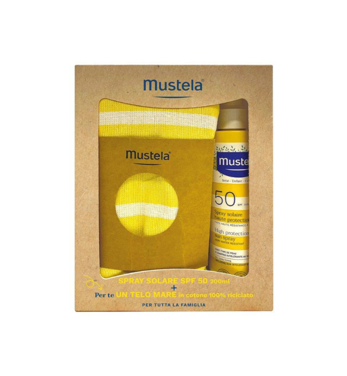 Mustela Spray Latte Solare SPF50 Protezione Alta Per Bambini 200 Ml + Telo Mare-image