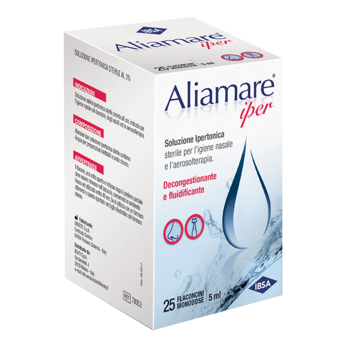 Aliamare Iper Soluzione Ipertonica Igiene Nasale 25 Flaconcini Mono...
