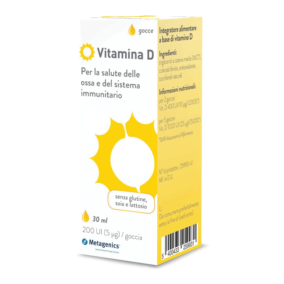 Vitamina D Liquido Immunità e Salute Ossa Per Adulti e Bambini 30 ml