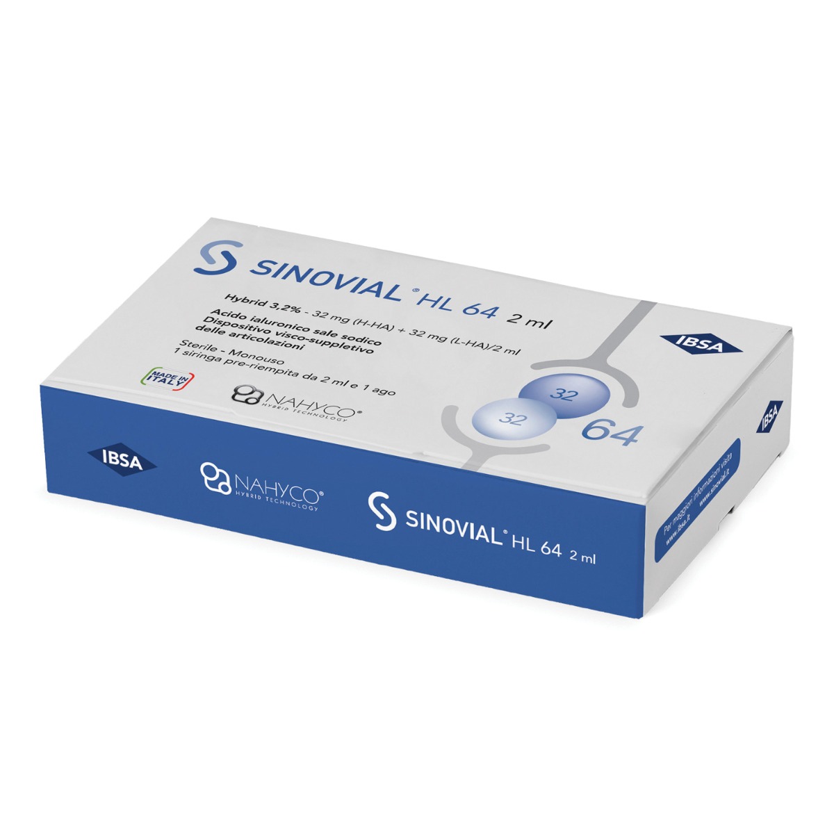 Siringa Intra-Articolare Sinovial Hl 64 32 mg + 32 mg 1 Fs 2 ml Ago Gauge 21