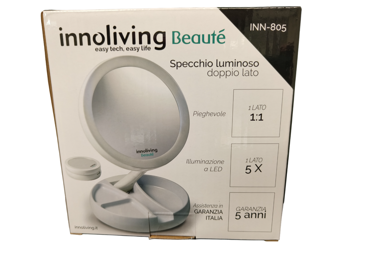 Specchio Luminoso Doppio Lato Pieghevole 1 Pezzo