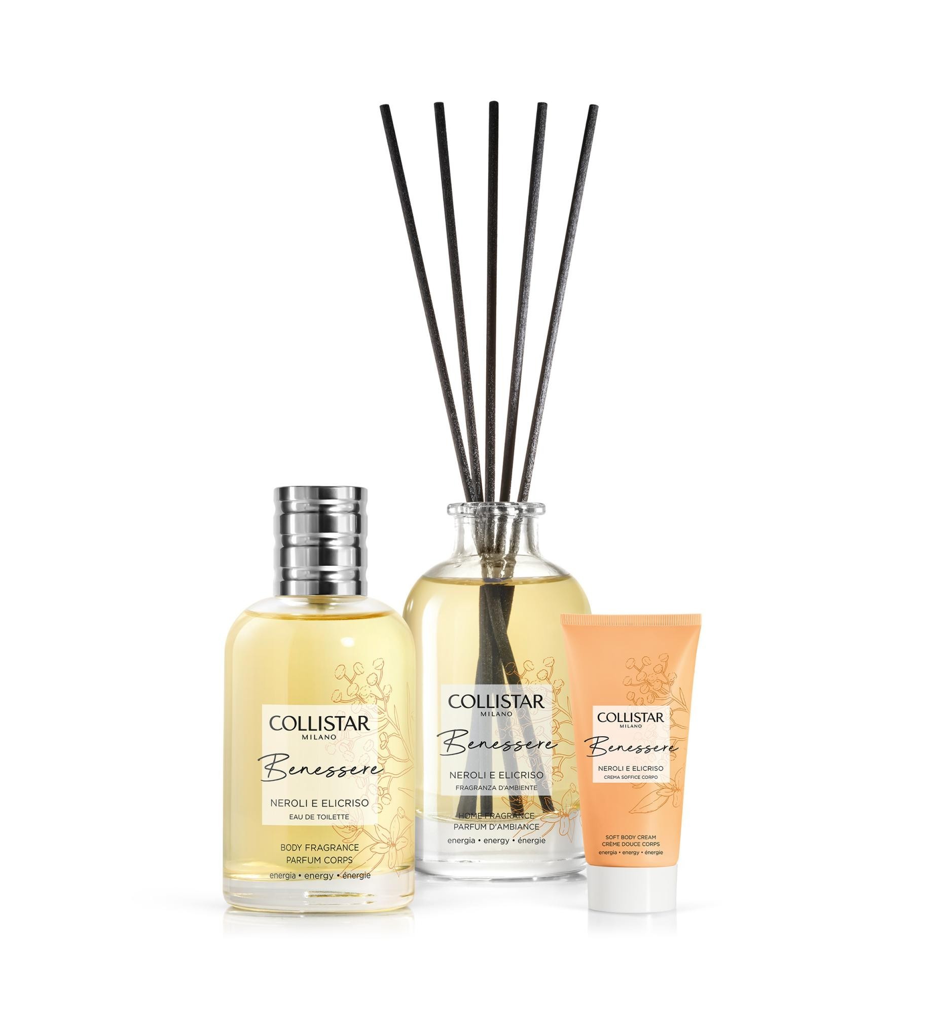 Cofanetto benessere neroli elicriso eau de toilette 100 ml + crema soffice corpo 50 ml + fragranza ambiente 100 ml