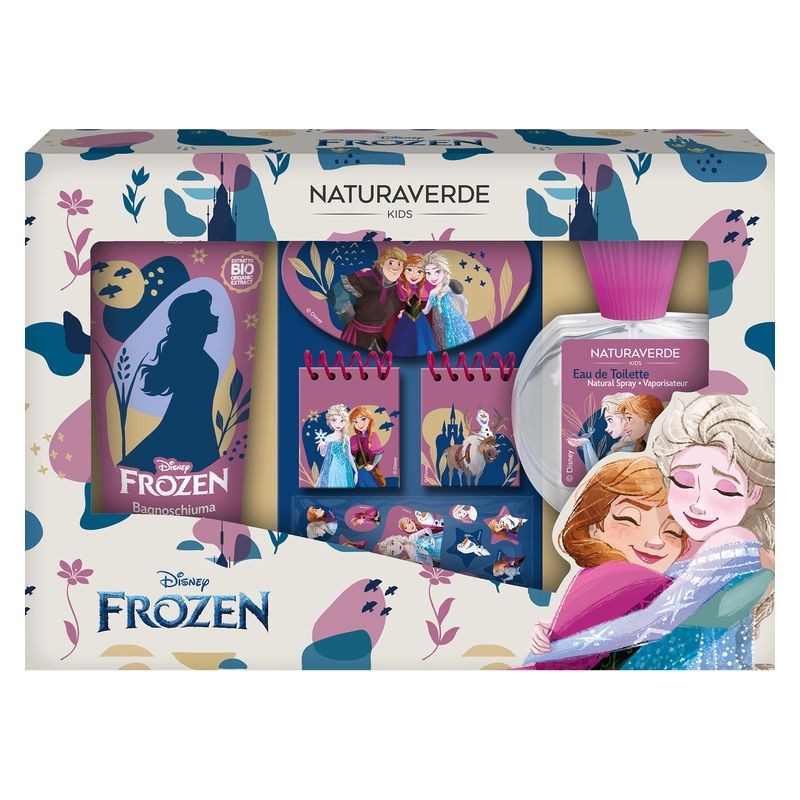 Frozen gift set stationary set eau de toilette natural spray 50 ml + bagnoschiuma tb 100 ml+ notebooks e stickers in rilievo