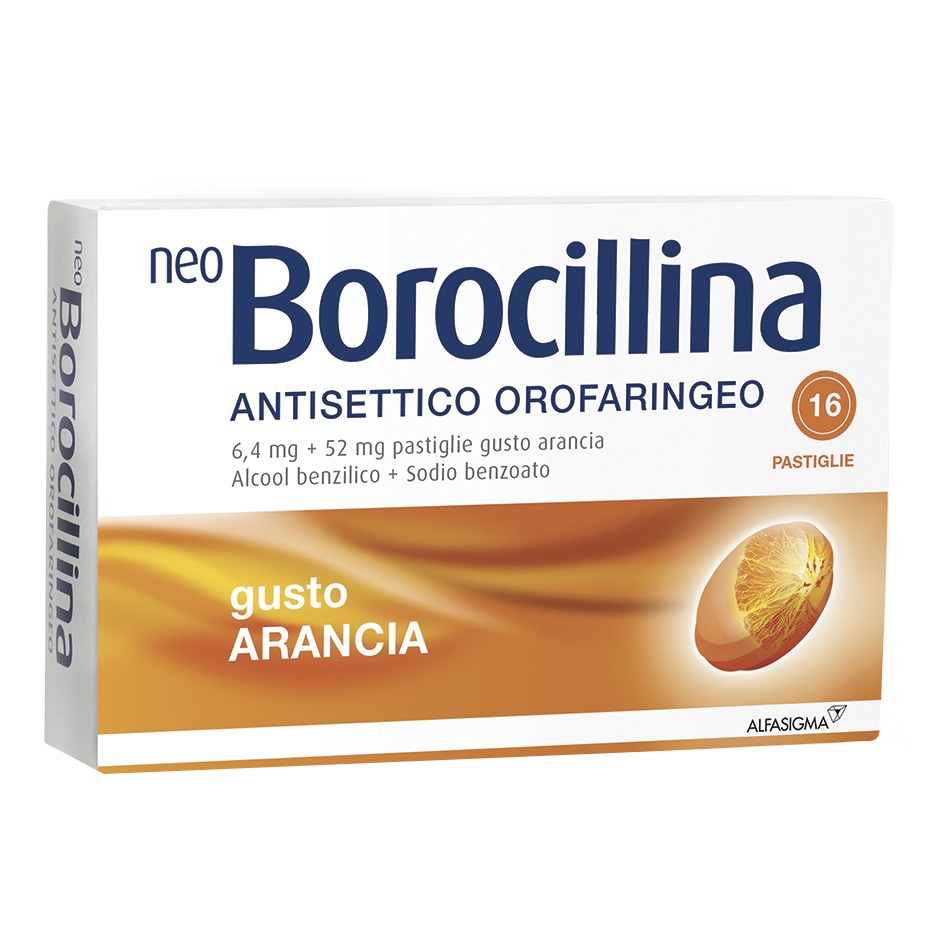 Neoborocillina Antisettico Orofaringeo 16 Pastiglie Arancia