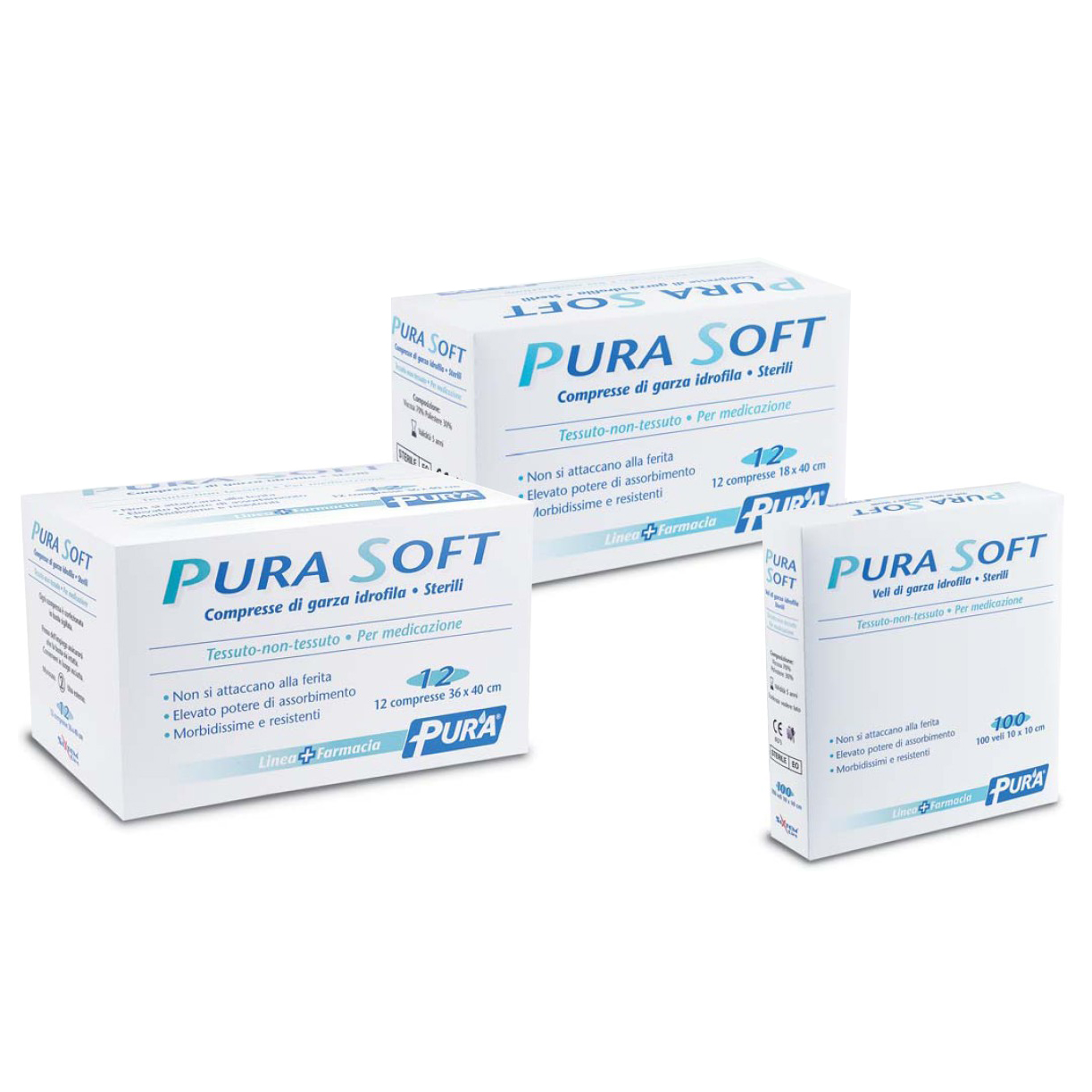 Garza in tessuto non tessuto pura soft 10x10cm 100 pezzi