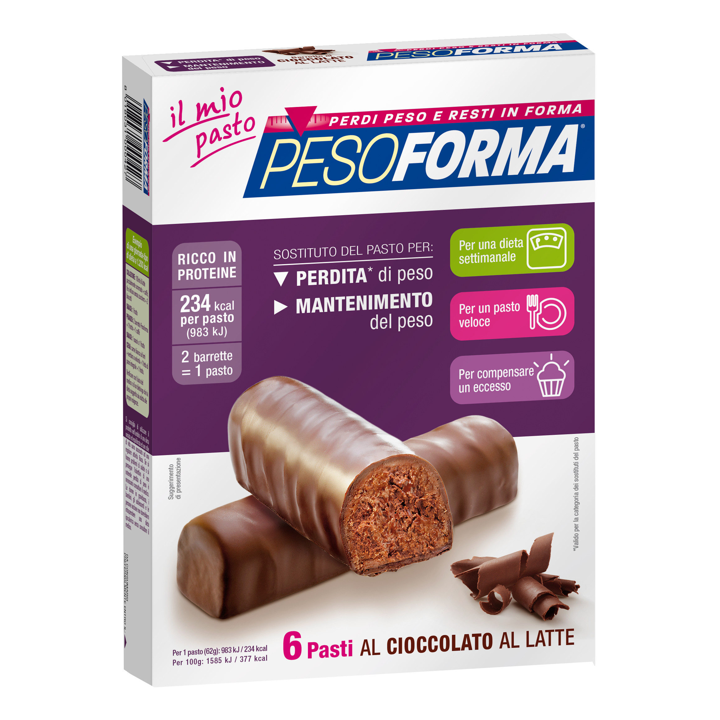 Pesoforma Barrette Cioccolato Latte 12 Pezzi