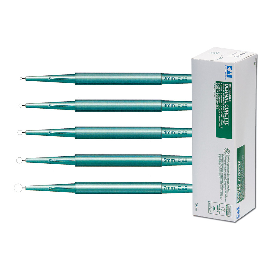 Curetta dermatologiche semi affilate in acciaio inox per tessuti deboli o anormalmente morbidi. diametro 5mm