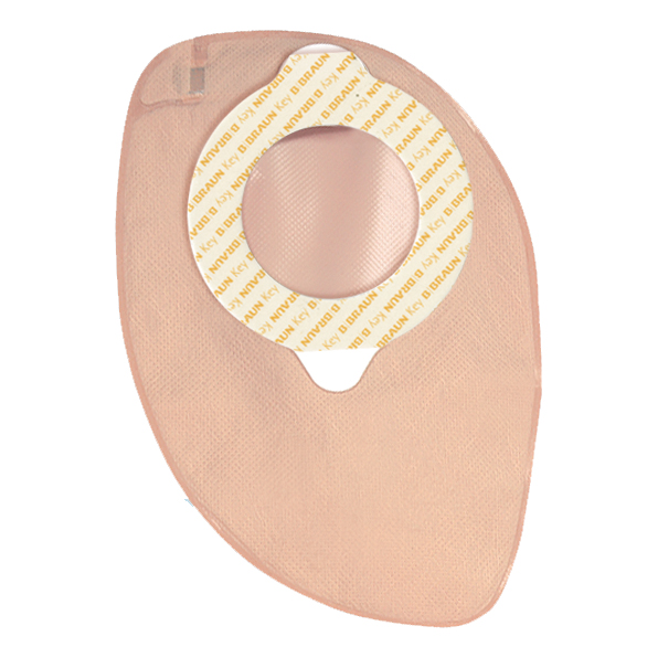 Sacca colostomia a due pezzi aggancio adesivo con gui di sicurezza fondo chiuso diametro 80mm capacita' 350ml colore beige 30 pezzi flexima key
