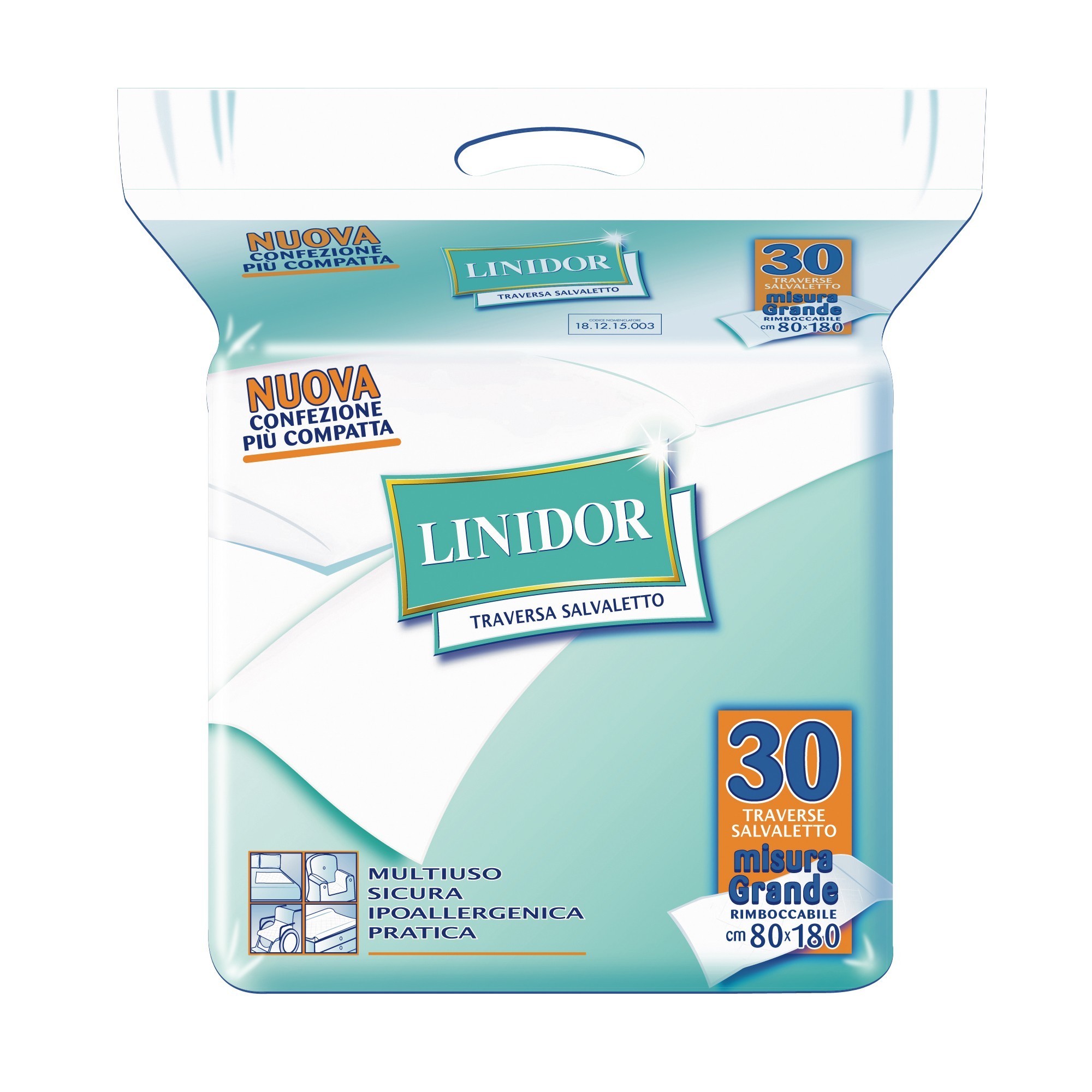 Traversa ultraprotezione linidor dimensioni 80x180cm materassino di cellulosa con filtrante ipoallergenico 30 pezzi