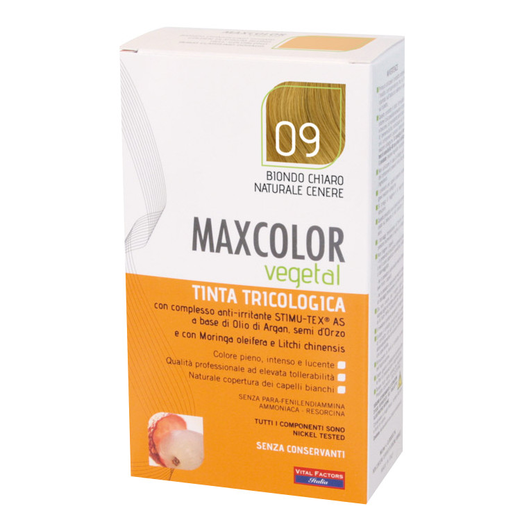 Maxcolor Vegetal Tinta 09 Biondo Chiaro Naturale Cenere 140ml