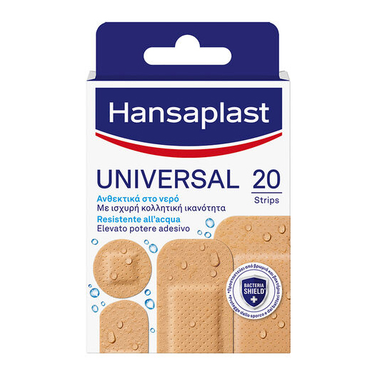 Cerotto hansaplast universal resistente all'acqua 4 forme assortite 20 pezzi