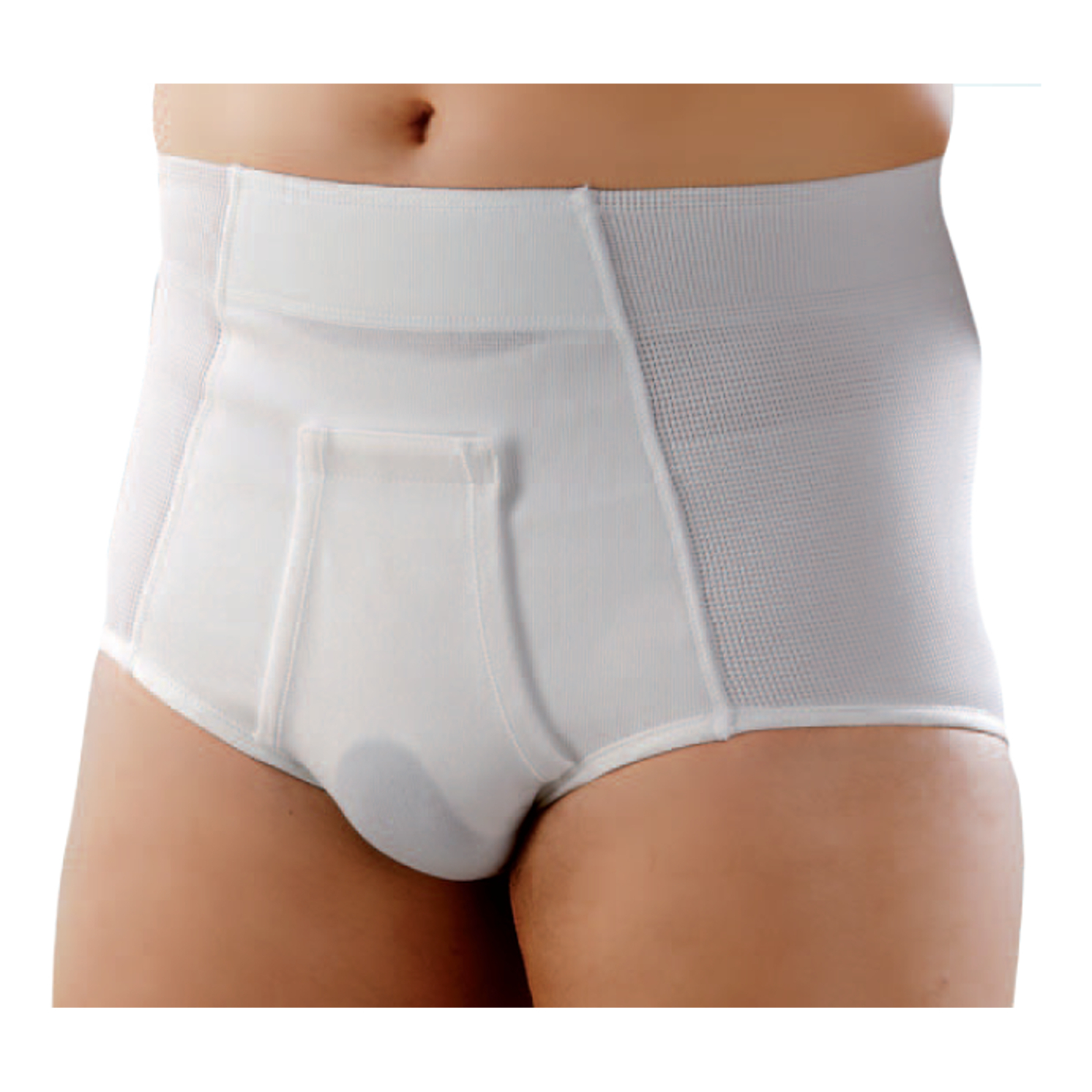 Orione 316 cintoslip erniario uomo aperto con pelotte bianco 5