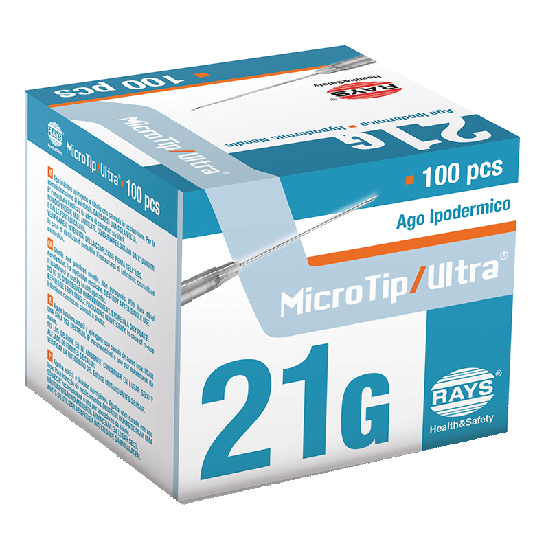 Ago ipodermico monouso microtip ultra gauge21 diametro esterno 0,8mm lunghezza 38mm codice colore verde 1 pezzo