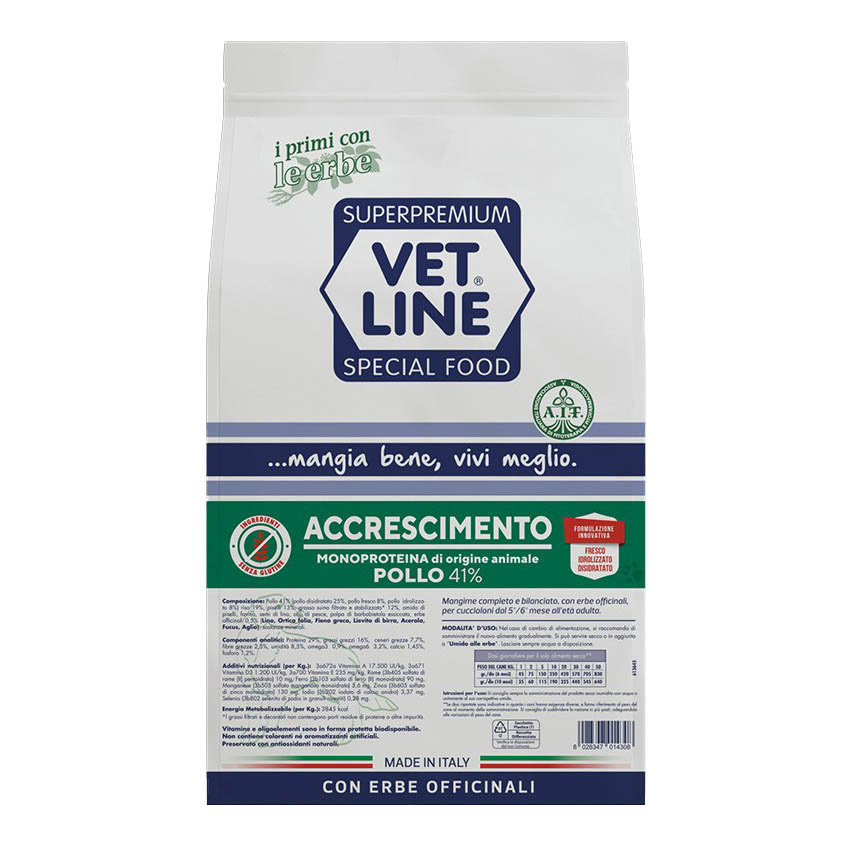 Vetline Cane Accrescimento Monoproteico Pollo 3 Kg Vetline Cane Accrescimento Monoproteico Pollo 3 Kg