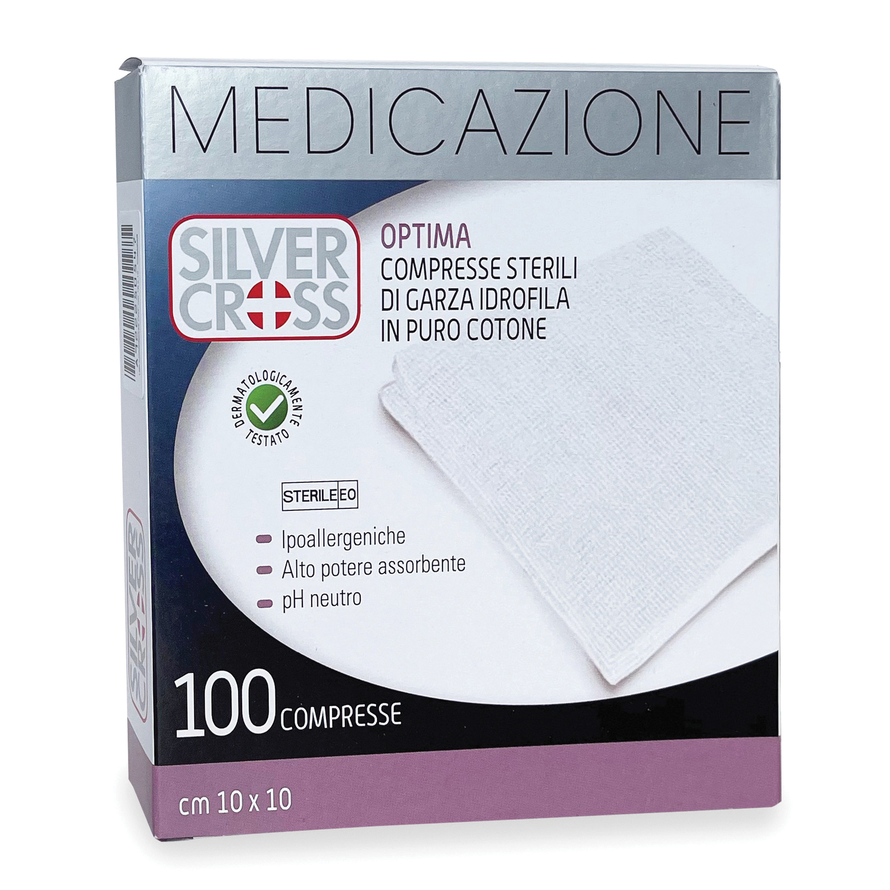 Garza silvercross cotone 10x10cm 100 pezzi
