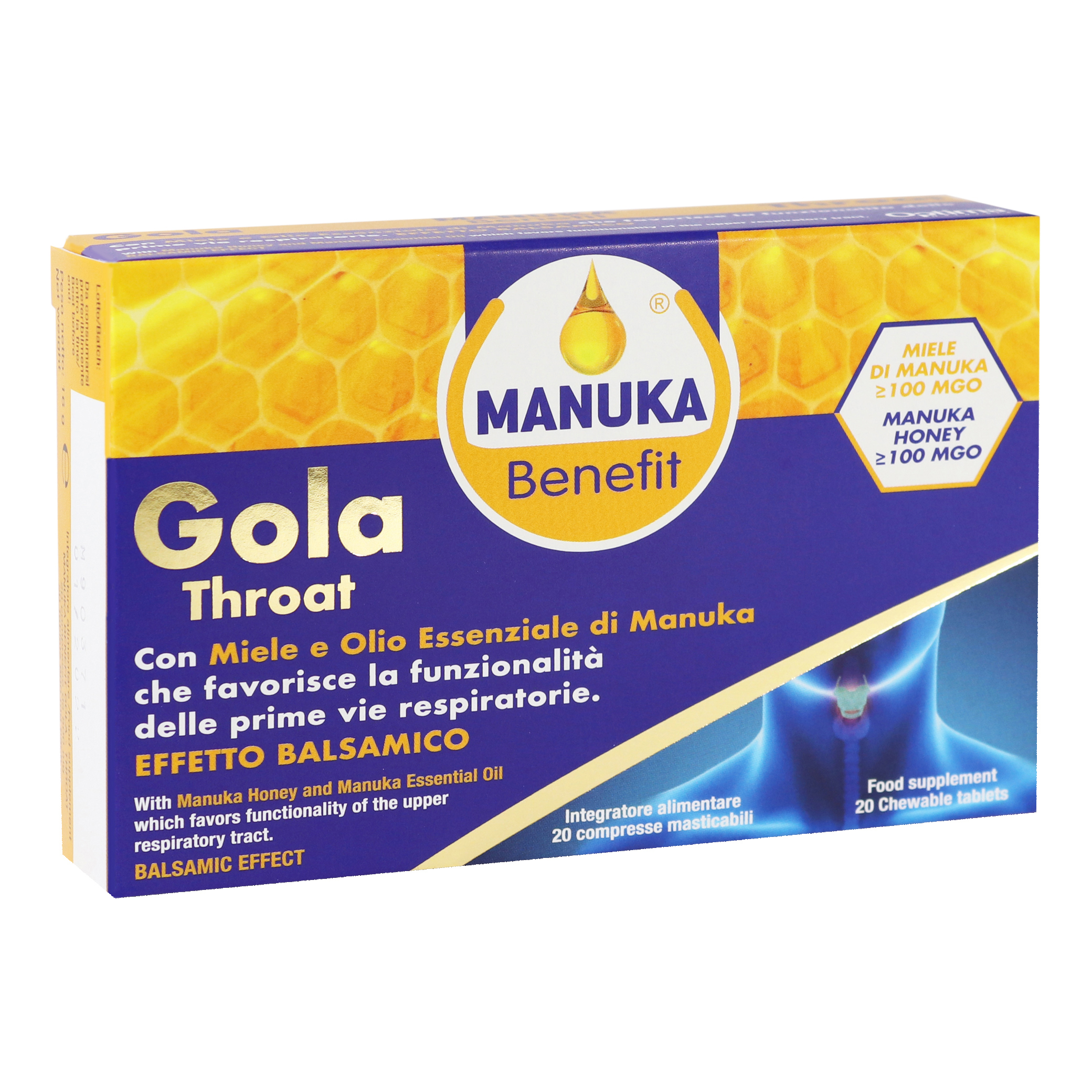 Manuka benefit gola throat 20 compresse masticabili
