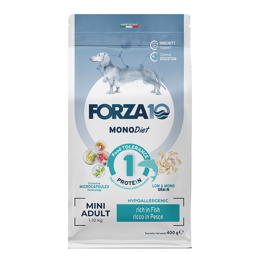 Forza10 mini diet con pesce per cani di piccola taglia 400 gmicrocapsules
