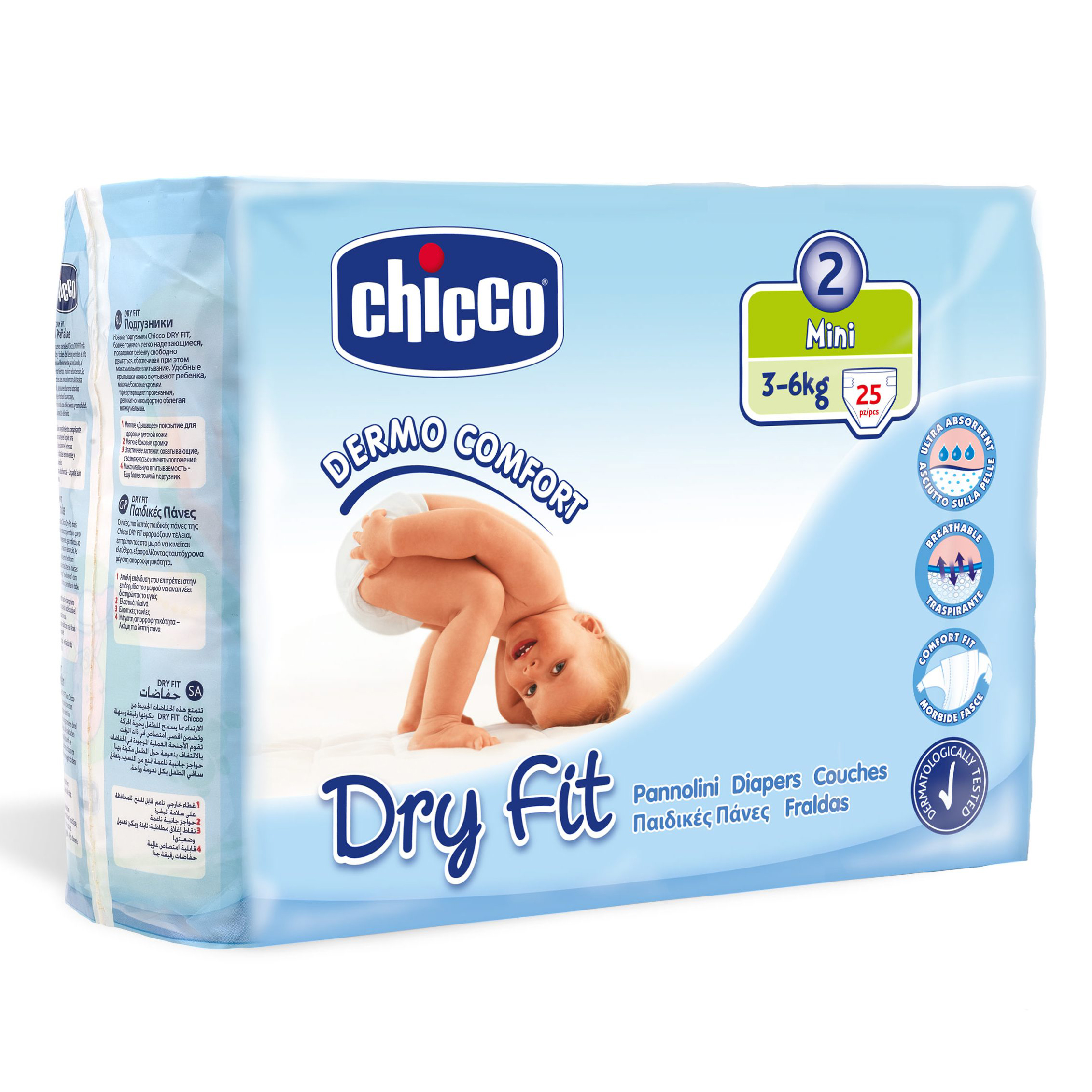 Chicco Pannolini Dryfit 3/6kg 2 New 25pezzi
