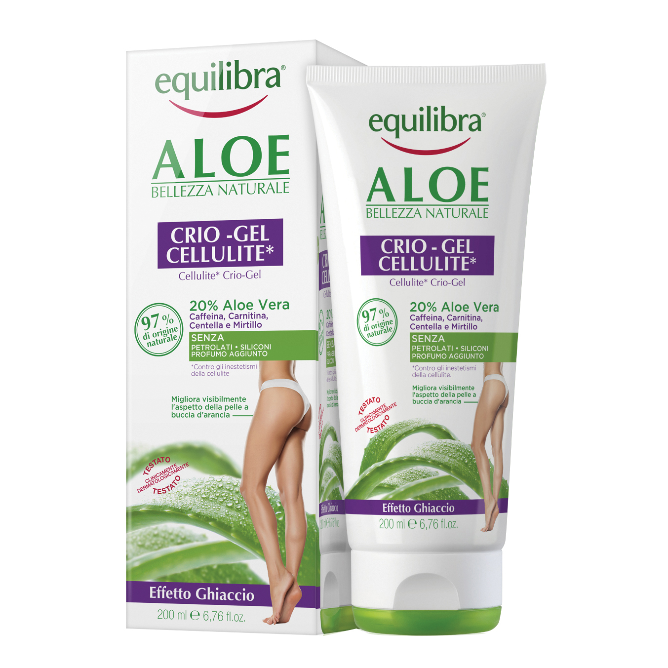 Equilibra Aloe Crio-Gel Cellulite Effetto Ghiaccio Trattamento Anti-Cellulite 200 Ml