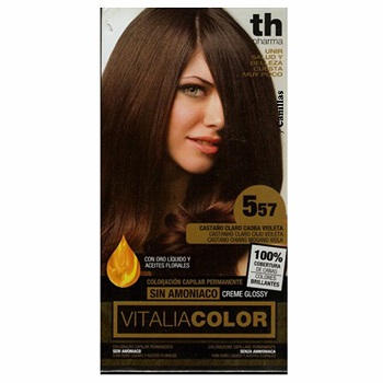 Th pharma vitalia color coloracion capilar sin amoniaco 5.57 castano claro caoba violeta